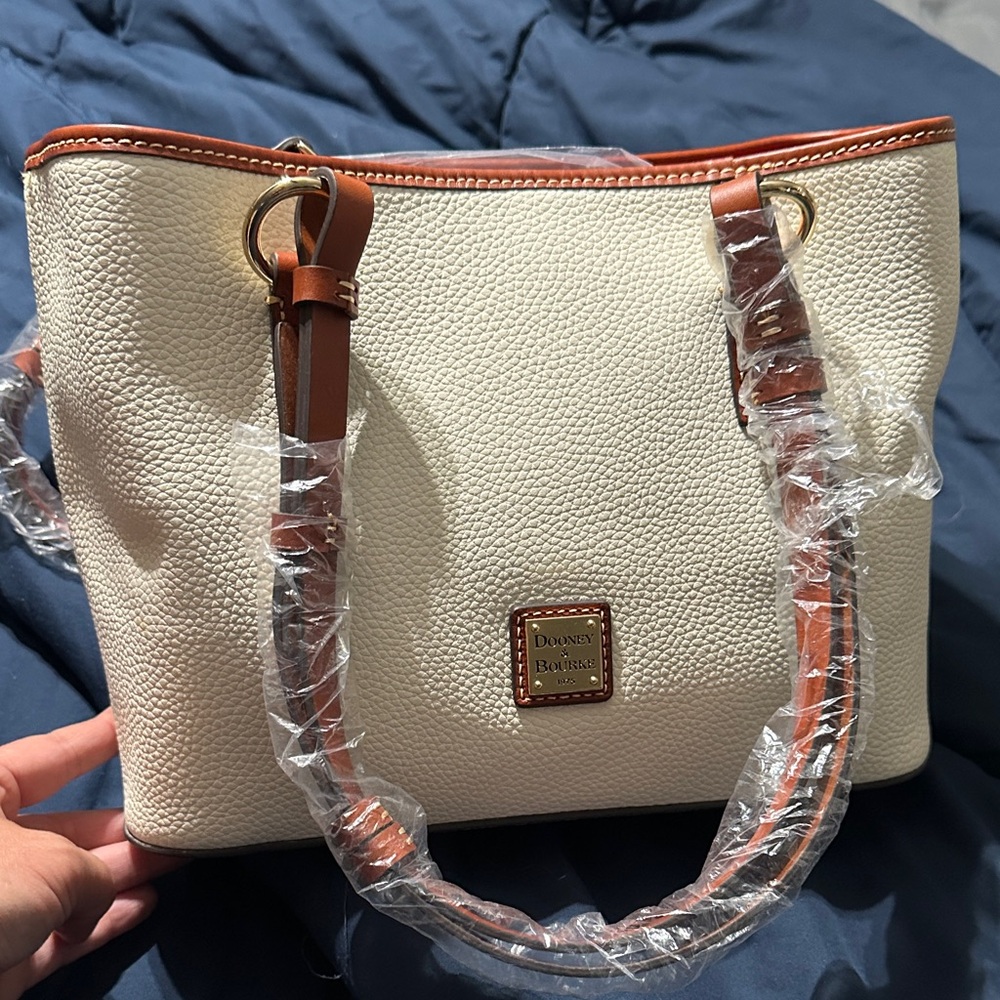 Dooney & Bourke Ivory and Tan Shoulder Bag